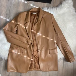 Camel PU leather blazer size small
